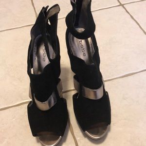 Black / silver suede stilettos